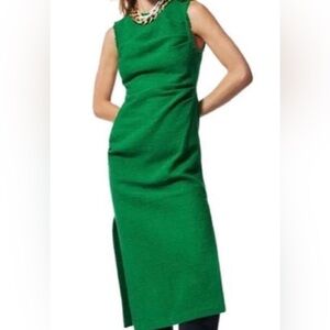 ZARA Green Long Textured Weave Midi Dress Size Medium New With Tags